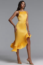 Lade Bild in die Galerieansicht, Rerily Resort Flowy Sleeveless Asymmetric Ruffle Pleated Woven Midi Dress