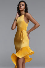 Lade Bild in die Galerieansicht, Rerily Resort Flowy Sleeveless Asymmetric Ruffle Pleated Woven Midi Dress