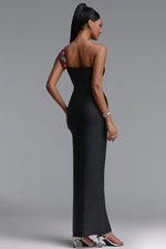 Lade Bild in die Galerieansicht, Gacia Elegant Fitted One Shoulder Color Rhinestone Slit Maxi Bandage Dress