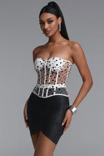 Charger l'image dans la visionneuse de la Galerie, Julissa Sexy Fitted Strapless Polka Dot Boned Top