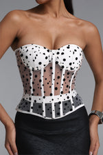 Charger l'image dans la visionneuse de la Galerie, Julissa Sexy Fitted Strapless Polka Dot Boned Top