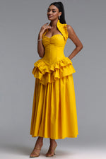 Lade Bild in die Galerieansicht, Shea Elegant Waist-Cinched Halter Neck Ruffled Maxi Dress