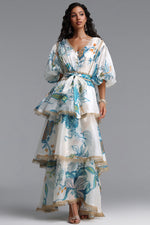 Lade Bild in die Galerieansicht, Lisbon Resort Flowy Puff Sleeve Floral Print Organza Maxi Dress