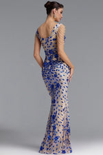 Charger l'image dans la visionneuse de la Galerie, Zaha Classic V Neck Tassel Beaded Shoulder Sequin Mermaid Maxi Dress