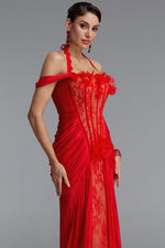 Charger l'image dans la visionneuse de la Galerie, Fredrika Sexy Halter Off Shoulder Ruffle Lace Maxi Dress