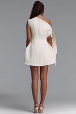Lade Bild in die Galerieansicht, Denali Chic Tailored One Shoulder Asymmetric Woven Mini Dress