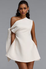 Lade Bild in die Galerieansicht, Denali Chic Tailored One Shoulder Asymmetric Woven Mini Dress
