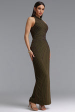 Load image into Gallery viewer, Lisbon Elegant Contour High Neck Beaded Embroidery Woven Maxi Dress