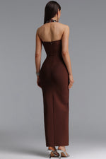 Charger l'image dans la visionneuse de la Galerie, Dixie Halter Sleeveless Diamond Brown Bandage Maxi Dress