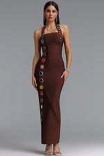 Charger l'image dans la visionneuse de la Galerie, Dixie Halter Sleeveless Diamond Brown Bandage Maxi Dress