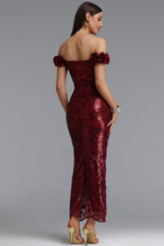 Lade Bild in die Galerieansicht, Laley Elegant Contour Off Shoulder Floral Pearl Woven Maxi Dress