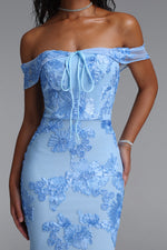 Lade Bild in die Galerieansicht, Soraya Romantic Elegant Off The Shoulder Bow Floral Flowy Maxi Dress