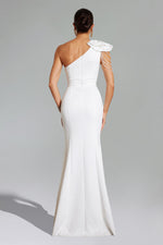 Load image into Gallery viewer, Locia One Shoulder Flower Cut Out Slit Maxi Dress