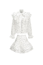 Load image into Gallery viewer, Walda Long Sleeves Dot Printed Folds Two-Piece Set