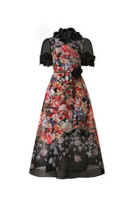 Load image into Gallery viewer, Haliya Short Sleeves Flowers Printed Midi Dress