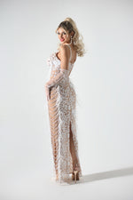 Load image into Gallery viewer, Wenda Feather Sequin Maxi Dress