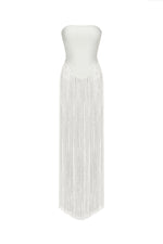Load image into Gallery viewer, Valentina Strapless Fringe Dress - White