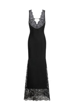 Load image into Gallery viewer, Janano Lace Deep V Maxi Dress - Black