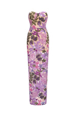 Load image into Gallery viewer, Eugenia Flr Sequins Strapless Mesh Dress - Purple