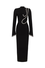 Load image into Gallery viewer, Hutuny Diamond Setting Long Sleeve Bandage Maxi Dress