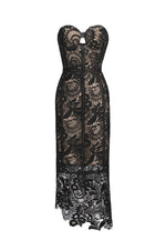 Load image into Gallery viewer, Fakula Lace Strapless Midi Dress