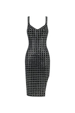 Load image into Gallery viewer, Sabriya V-Neck Sleeveless Halter Diamond Midi Dress