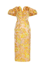 Load image into Gallery viewer, Merrit Off-the-Shoulder Jacquard Midi Dress