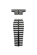 Lade Bild in die Galerieansicht, Martha Off-the-Shoulder Hollow Out Slit Bandage Midi Two-Piece Set
