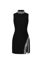 Load image into Gallery viewer, Kianala Bandage Sleeveless High Neck Diamond Slit Mini Dress