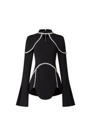 Teagan Long Sleeves High Neck Irregular Puff Sleeves Mini Dress