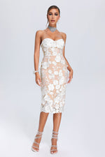 Load image into Gallery viewer, Oval Lace Tube Midi Dress