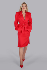 Load image into Gallery viewer, Imperial Rouge Couture – Red Wool Skirt Suit with Belt