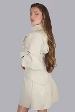 Load image into Gallery viewer, Sovereign Poised Contour – Sculptural Matte Beige Corset Shirt Dress