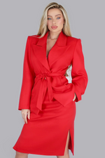 Load image into Gallery viewer, Imperial Rouge Couture – Red Wool Skirt Suit with Belt