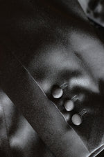 Load image into Gallery viewer, Midnight Noir Opulence – Black Satin Suit with Low-Cut Shirt & Lace Trousers