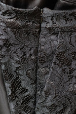 Load image into Gallery viewer, Midnight Noir Opulence – Black Satin Suit with Low-Cut Shirt & Lace Trousers