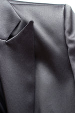 Load image into Gallery viewer, Lunar Obsidian Veil – Dark Grey Satin Suit with Wide Trousers