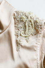 Load image into Gallery viewer, Regalia Pearl Ensemble – Cream Satin Set with Pearls & Lace