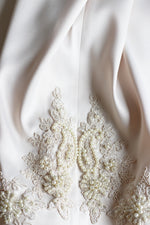 Load image into Gallery viewer, Regalia Pearl Ensemble – Cream Satin Set with Pearls & Lace