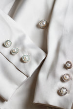 Load image into Gallery viewer, Regalia Pearl Opulence – Cream Satin Suit with Pearls & Lace