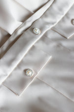 Load image into Gallery viewer, Regalia Pearl Opulence – Cream Satin Suit with Pearls & Lace