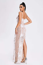 Load image into Gallery viewer, Wenda Feather Sequin Maxi Dress