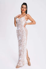 Load image into Gallery viewer, Wenda Feather Sequin Maxi Dress