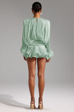 Load image into Gallery viewer, Dekia Long Sleeves Hollow Out Flounce Mini Dress
