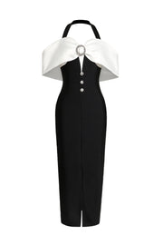 Solvia Halter Sleeveless Slit Bandage Maxi Dress