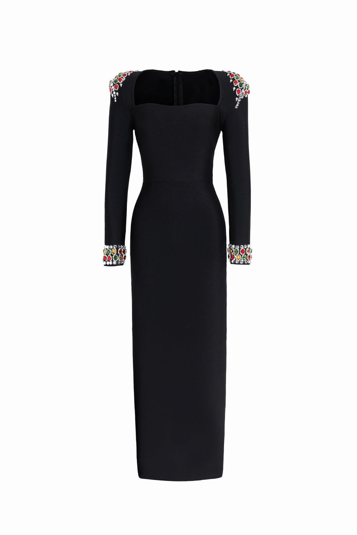 Robe midi bandage à strass Niaca