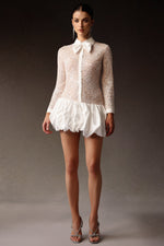 Load image into Gallery viewer, Theodora Long Sleeveless Embroidery Lace Sequin Puff Mini Dress