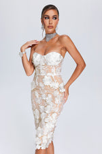 Load image into Gallery viewer, Oval Lace Tube Midi Dress