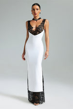 Load image into Gallery viewer, Gunnhild Lace Deep V Maxi Dress