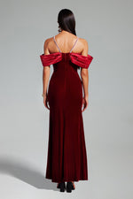 Lade Bild in die Galerieansicht, Tove Off Shoulder Velvet Maxi Dress - Red